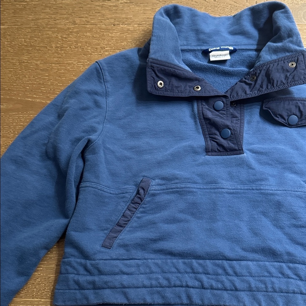 Outdoor Voices Doing Things Snap Button Hoodie Cropped Blue Size S - Picture 6 of 6